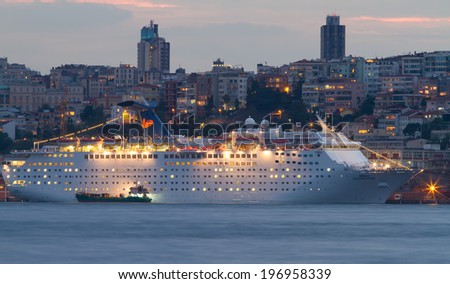 ISTANBUL, TURKEY - JUNE 01, 2014: Grand Celebration Cruise Ship in Istanbul Port. Ship has 2,050 passenger capacity with 47,262 Gross tonnage.