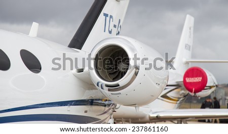 ISTANBUL, TURKEY - SEPTEMBER 27, 2014: Cessna 510 Citation Mustang in Istanbul Airshow which held in Ataturk Airport