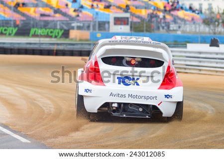 ISTANBUL, TURKEY - OCTOBER 11, 2014: Fatih Kara drives RX Lites of Toksport WRT Team in FIA World Rallycross Championship.