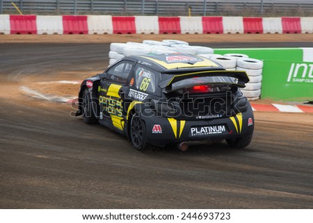 ISTANBUL, TURKEY - OCTOBER 11, 2014: Derek Tohill drives Citroen DS3 of LD Motorsports Team in FIA World Rallycross Championship.
