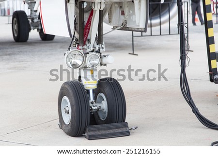 Landing Gear of a Jet Airplane in Ground