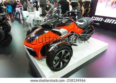 ISTANBUL, TURKEY - FEBRUARY 28, 2015: Can am Spyder in Eurasia Moto Bike Expo in Istanbul Expo Center