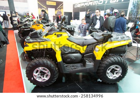 ISTANBUL, TURKEY - FEBRUARY 28, 2015: Can am Outlander in Eurasia Moto Bike Expo in Istanbul Expo Center