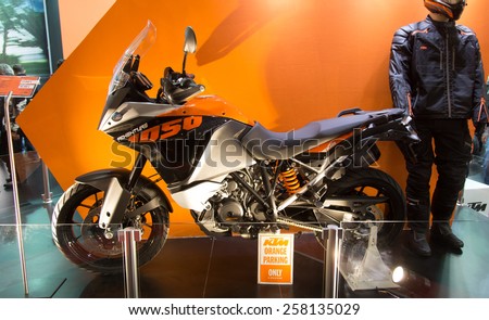ISTANBUL, TURKEY - FEBRUARY 28, 2015: KTM 1190 Adventure in Eurasia Moto Bike Expo in Istanbul Expo Center