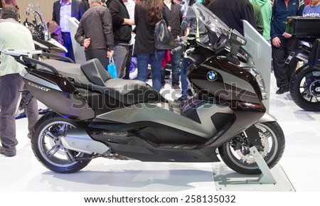 ISTANBUL, TURKEY - FEBRUARY 28, 2015: BMW C650 GT in Eurasia Moto Bike Expo in Istanbul Expo Center