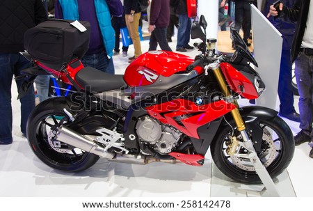 ISTANBUL, TURKEY - FEBRUARY 28, 2015: BMW S1000R in Eurasia Moto Bike Expo in Istanbul Expo Center