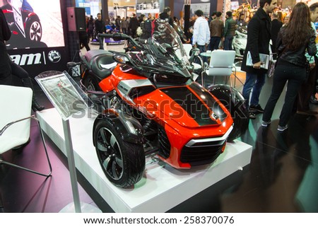 ISTANBUL, TURKEY - FEBRUARY 28, 2015: Can am Spyder in Eurasia Moto Bike Expo in Istanbul Expo Center