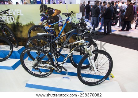 ISTANBUL, TURKEY - FEBRUARY 28, 2015: Giant bikes in Eurasia Moto Bike Expo in Istanbul Expo Center