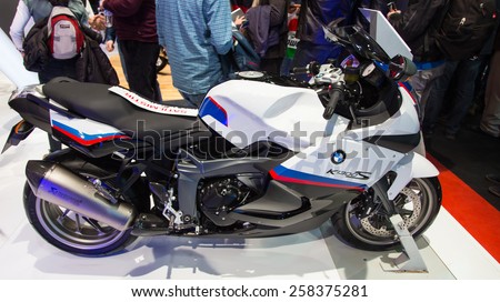 ISTANBUL, TURKEY - FEBRUARY 28, 2015: BMW K1300S in Eurasia Moto Bike Expo in Istanbul Expo Center