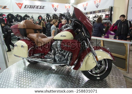 ISTANBUL, TURKEY - FEBRUARY 28, 2015: Indian Roadmaster in Eurasia Moto Bike Expo in Istanbul Expo Center