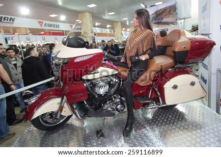 ISTANBUL, TURKEY - MARCH 01, 2015: Indian Roadmaster in Eurasia Moto Bike Expo in Istanbul Expo Center