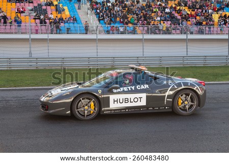 ISTANBUL, TURKEY - OCTOBER 25, 2014: Safety Car in start line during Ferrari Racing Days in Istanbul Park Racing Circuit