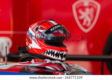 ISTANBUL, TURKEY - OCTOBER 25, 2014: A helmet in Ferrari Racing Days in Istanbul Park Racing Circuit