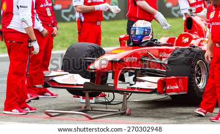 ISTANBUL, TURKEY - OCTOBER 26, 2014: F1 Car in start line of Ferrari Racing Days in Istanbul Park Racing Circuit