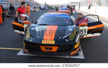 ISTANBUL, TURKEY - OCTOBER 25, 2014: Foitek Racing Team driver Holger Lange in start line during Ferrari Racing Days in Istanbul Park Racing Circuit