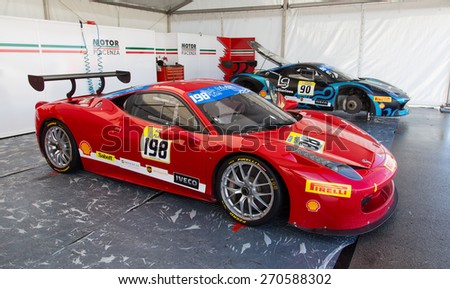 ISTANBUL, TURKEY - OCTOBER 25, 2014: Motor Piacenza Racing Team driver Eric Cheung in paddock area of Ferrari Racing Days in Istanbul Park Racing Circuit
