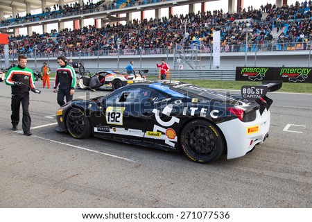 ISTANBUL, TURKEY - OCTOBER 26, 2014: Motor Piacenza Racing Team driver Jacques Duyver in start of race during Ferrari Racing Days in Istanbul Park Racing Circuit