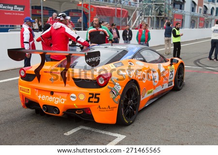 ISTANBUL, TURKEY - OCTOBER 26, 2014: Motor Piacenza Racing Team driver Daniele Di Amato in start of race during Ferrari Racing Days in Istanbul Park Racing Circuit