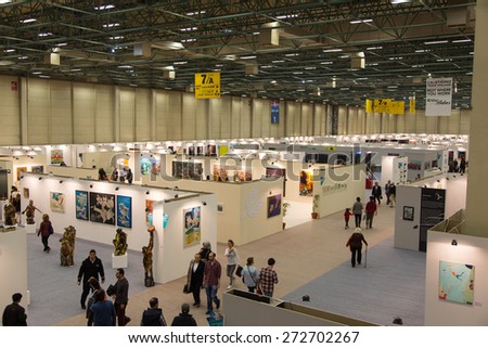 ISTANBUL, TURKEY - NOVEMBER 09, 2014: 24th International Istanbul Art Fair held in Tuyap Fair and Convention Center. In fair nearly 1000 artists exhibited by art galleries
