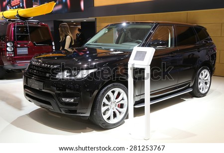 ISTANBUL, TURKEY - MAY 21, 2015: Land Rover Range Rover Sport in Istanbul Autoshow 2015