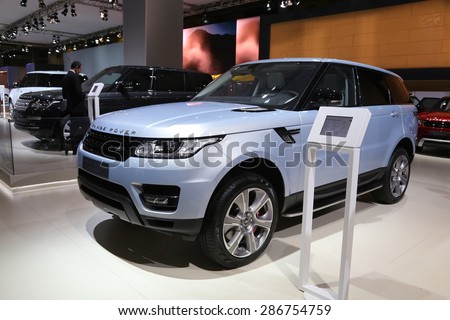 ISTANBUL, TURKEY - MAY 30, 2015: Land Rover Range Rover Sport in Istanbul Autoshow 2015