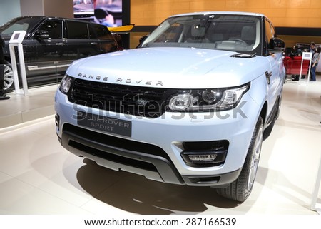 ISTANBUL, TURKEY - MAY 30, 2015: Land Rover Range Rover Sport in Istanbul Autoshow 2015