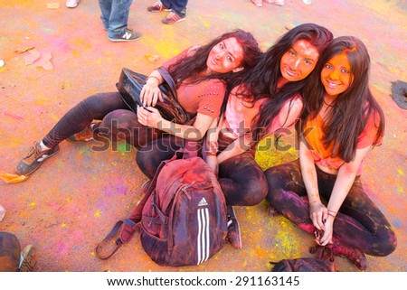 ISTANBUL, TURKEY - MAY 17, 2015: People gather and have fun in Kurucesme Arena after Color Up Run, Istanbul