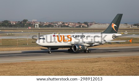 ISTANBUL, TURKEY - JULY 09, 2015: ULS Airlines Cargo Airbus A310-304(F) (CN 622) takes off from Istanbul Ataturk Airport. ULS Airlines has 3 fleet size and more than 10 destinations