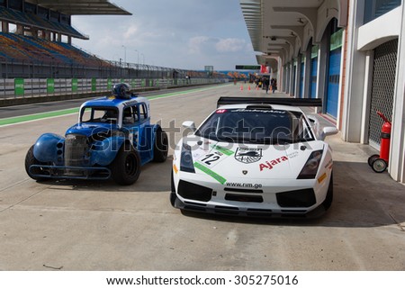 ISTANBUL, TURKEY - NOVEMBER 02, 2014: Touring and Legends car during Turkish Touring Car Championship in Istanbul Park Circuit