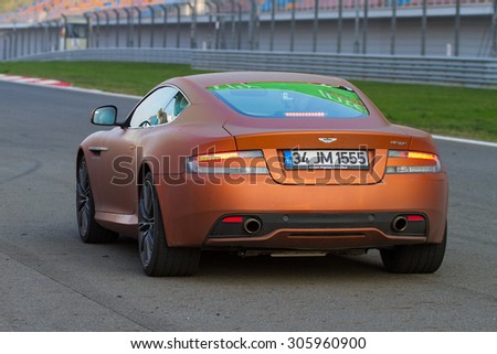 ISTANBUL, TURKEY - NOVEMBER 02, 2014: Aston Martin Virage Safety car of Turkish Touring Car Championship in Istanbul Park Circuit