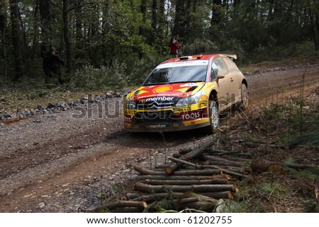 ISTANBUL, TURKEY - APRIL 18: Petter Solberg drives a Petter Solberg Rally Team Citroen C4 WRC2009 car during Rally of Turkey 2010 WRC championship, Mudarli Stage on April 18, 2010 in Istanbul, Turkey