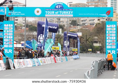 ISTANBUL - APRIL 24: Finish line of 1st Stage of 47th Presidential Cycling Tour of Turkey on April 24, 2011 in Istanbul, Turkey.