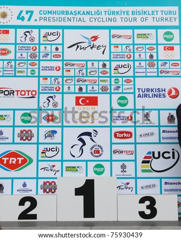 ISTANBUL - APRIL 24: Podium of the 1st Stage of 47th Presidential Cycling Tour of Turkey on April 24, 2011 in Istanbul, Turkey.