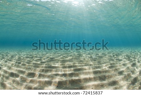 Ripples of sunlight reflected on the sandy ocean floor in clear, shallow water. Naama Bay, Red Sea, Egypt.
