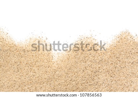 scattered sand on white background