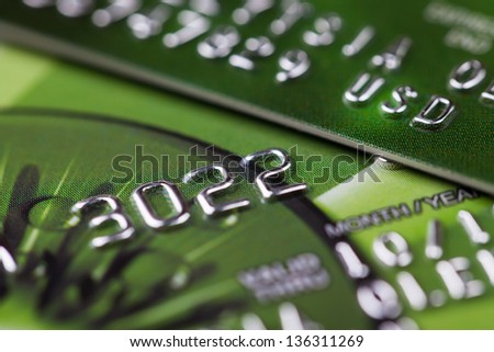 credit card macro closeup green