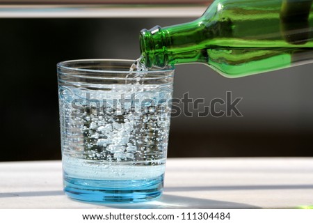 Pouring mineral water in the glass
