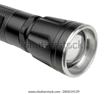 LED flashlight on white background. macro image