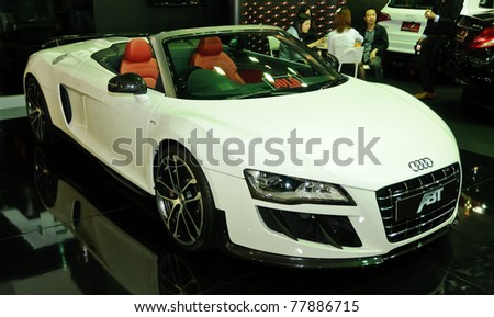 NONTABURI,THAILAND-MAY 21: ABT R8 Spyder on display at the Super Car & Import Car Show on May 21,2011 in Nontaburi, Thailand.