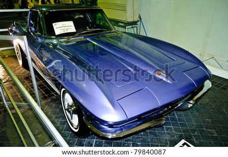 PATHUM THANI,THAILAND-JUNE 23: a Chevrolet Corvette Sting-Ray on display at the 35th Vintage Car Concours on June 23,2011 in Pathum Thani, Thailand.