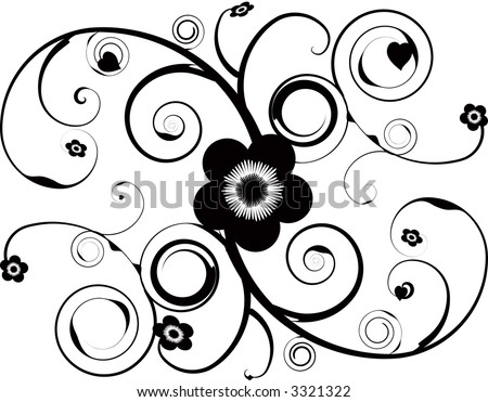 stock vector : An abstract tattoo design with vine and flower illustrations