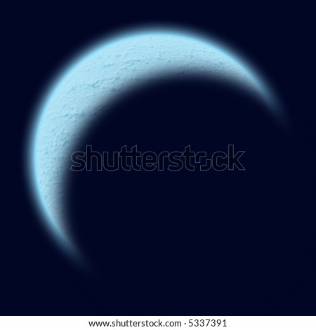 Illustrated version of the moon with craters and an outer glow