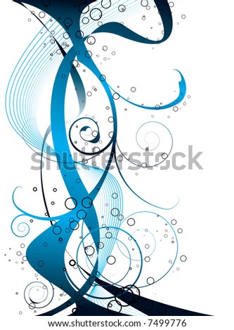stock vector abstract blue and black background design with a floral theme