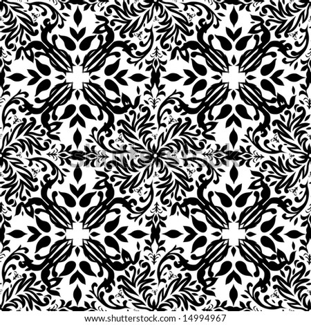Black White Wallpaper on Vector   Gothic Style Black And White Seamless Illustrated Wallpaper