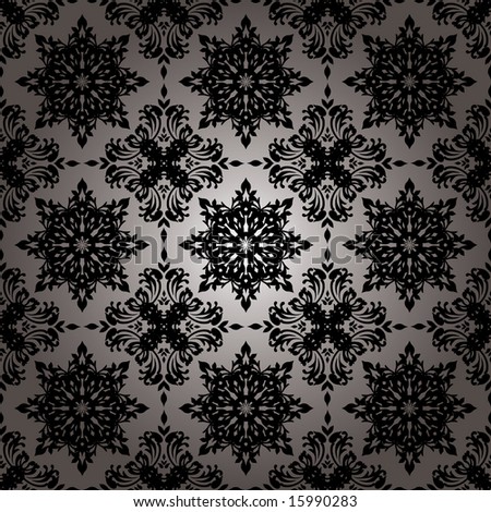 stock vector : Black and white floral background wallpaper with repeat
