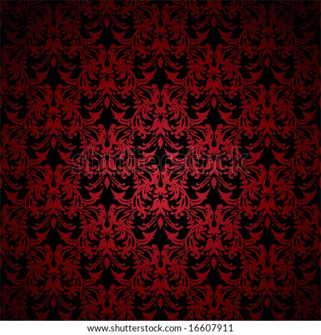 black flower wallpaper. stock vector : Red and lack