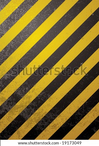 stock vector Traditional black and yellow warning background with grunge 
