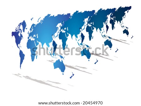 Modern look at a world map in blue 