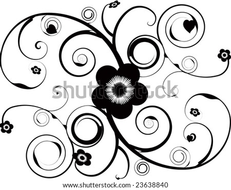 stock photo An abstract tattoo design with vine and flower illustrations