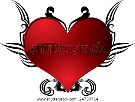 stock photo : abstract heart tattoo in red and black ideal for valentines 